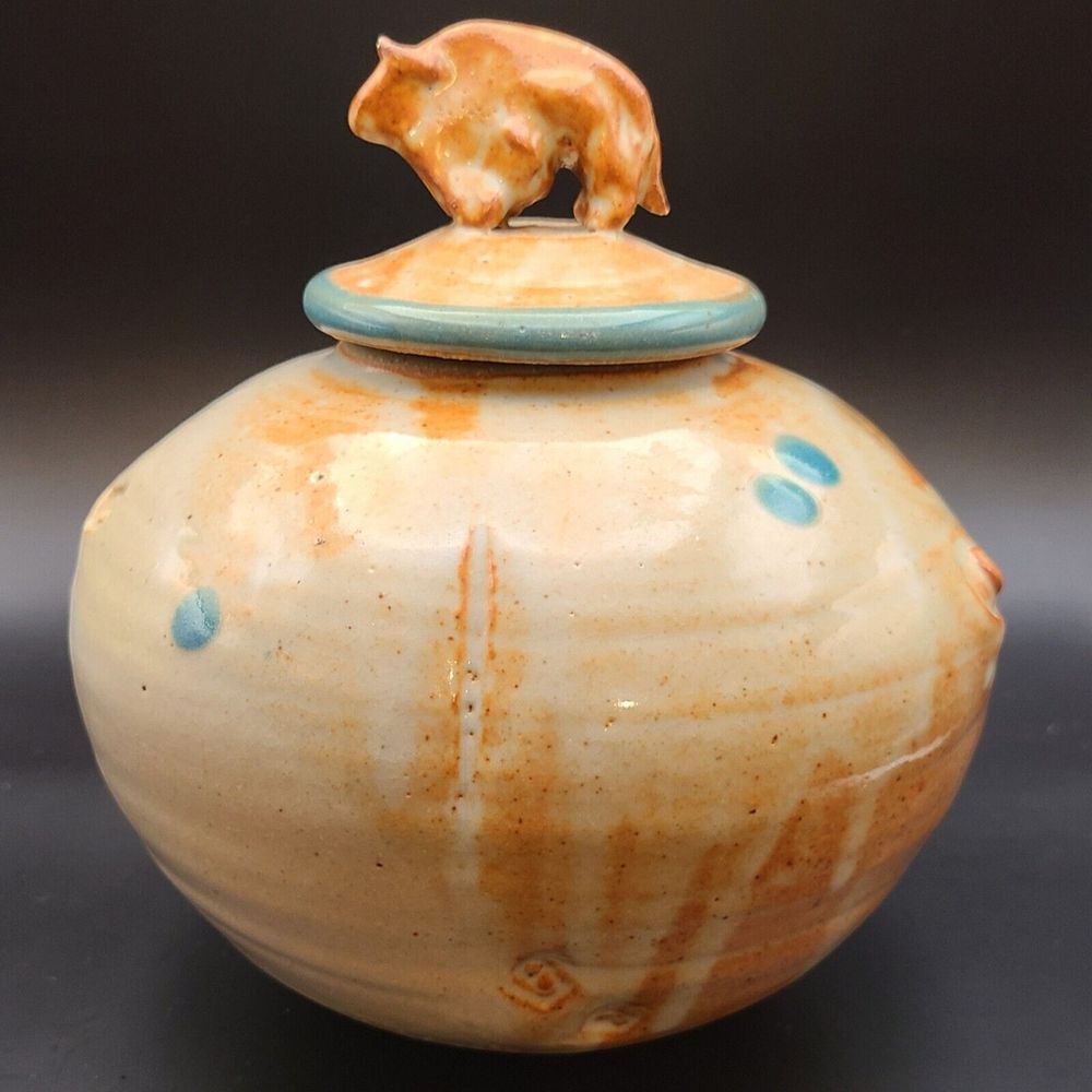 Will and Johanna DeMay Pottery Rare Buffalo Canister Jar W Lid Southwest 7" READ